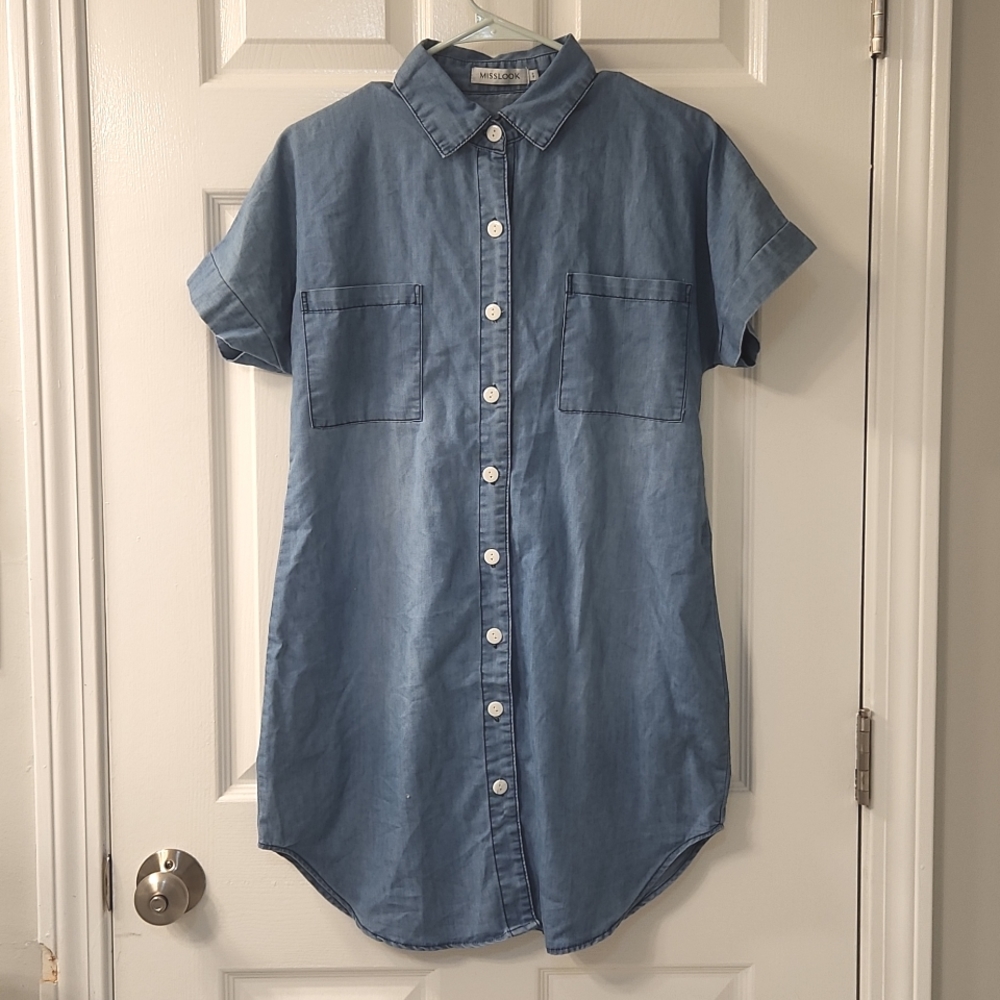 Blue Misslook Button Down Dress